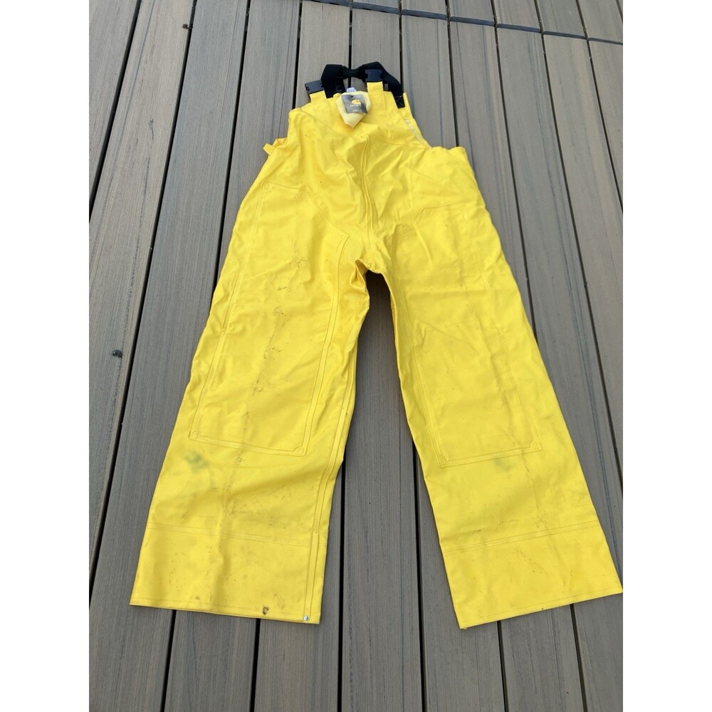 Carhartt Waterproof Rain Bib Overalls 100142 Yellow Fishing RN 14806